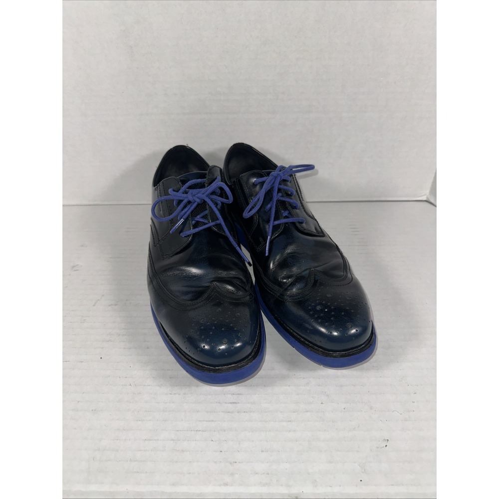 Rockport Men's Total Motion Sport Wing Tip Dress Shoes 11.5M Black Blue Soles